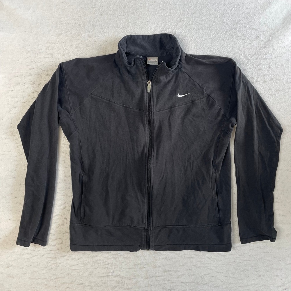 Nike Track‎ Jacket Womens XL Black Full Zip Long Sleeve Swoosh